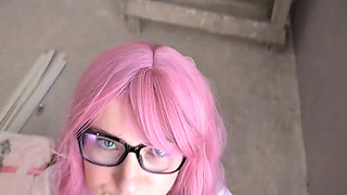 A Girl in White Tights Passionately Fucks and Sucks!