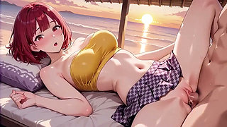 You'll Never Guess How Deep This Redhead Hentai Babe Takes It at Sunset