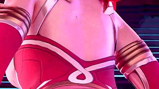 Anime baddie doing titjob and riding . 3d animation