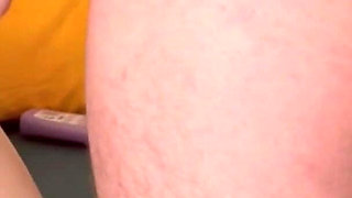 Stepdaughter Masturbates Her Stepdad with Her Feet Until He Cums