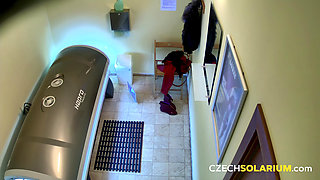 Czech Solarium 118: Brunette Loves the Solarium and Putting on a Show
