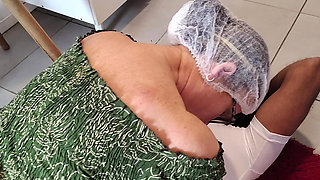 87-year-old Grandma in Her Kitchen and Her Perverted Grandson Looking Under Her Dress