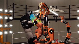 Sex male android bangs hard a hot woman with big boobs in the sci-fi lab