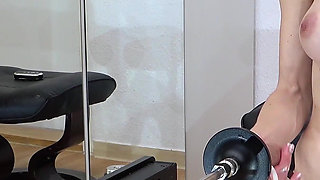 Squirting Dildo on My Fucking Machine and Lots of Lube