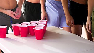 Twelve studs take turns on bottom ass