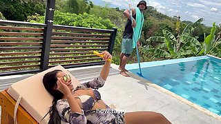 Horny BBC pool boy destroys Latina guest’s tight pussy in the backyard – Rioc69 - Rough