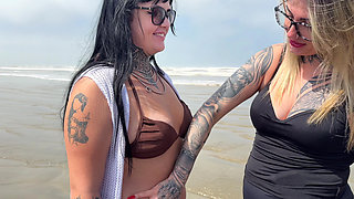 On the Beach My Wife and I Invited a Beachgirl to Fuck She Accepted Because She Was Very Horny! She Has a Pink Pussy