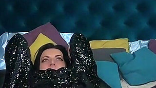 Horny Pantyhose Slut Dances and Masturbates in Ripped Tights and Shiny Top