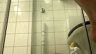 Big Boobed Blonde Masturbates With A Dildo In The Bathroom