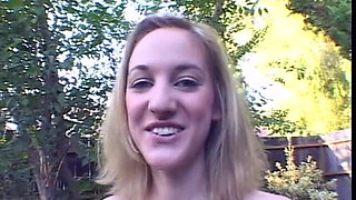 Young Blonde Gives Some Head to Her College Teacher Outdoors