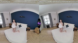 Skinny brunette teen Dakota Doll masturbates on the bed in hd peaches
