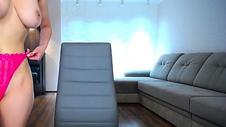 Brunette babe with fake big boobs fucks in the car