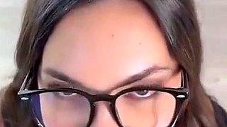 Busty Brunette In Glasses Gives Blowjob And Takes Cumshot