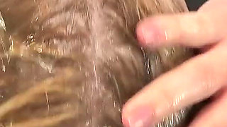 Slut Piss Collected All Her Pee and Mine and Have a Bath with It. Washing Her Hair with It. Playing with Dildo.