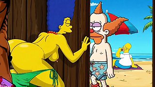 Cartoon hentai, porn parody, marge simpson