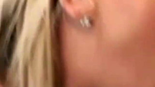 Discreetly Fingering Tiffany Taylor From Behind While She Is Busy Showering Him with a Blowjob.