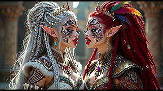 Beautiful Elves Princess Kissing, Ai Animation
