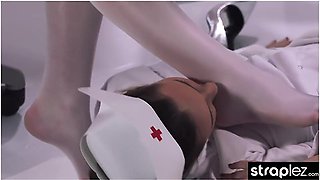 Rossy Bush In Sexy Fetish Nurse Fucks Her Colleague With A Squirting Dildo