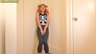 He locked me outside the toilet, so I pissed myself! Full bladder desperation with Dirty talk pee roleplay from amateur Fiona