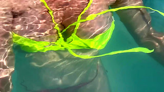 Artemisia Love Swimming in the Pool Flashing Her Big Juicy Boobs and Smoking a Cigarette