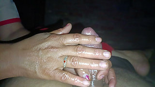 Handjob with Oily Massage Huge Cock
