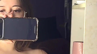 POV: 5 Months Pregnant, Masturbating in Front of the Mirror, Licking Her Hairy Pussy