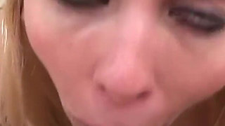 Beautiful blonde Cara Sky POV blowjob cum swallow