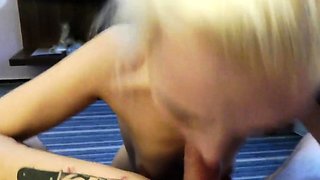 Tattooed Blonde Russian Milf Deepthroats