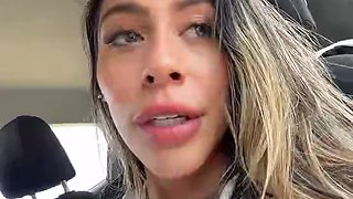 Hot Latina Babe Flashes Abs and Smiles in Car and Beach Selfies