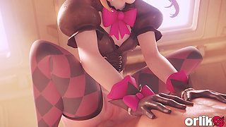 D.va Thighjob on Beach & Anal Cowgirl Creampie Happy Ending (3d Overwatch Animation)