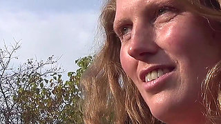 Horny Chick Sucking Multiple Cocks Outdoors