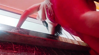 Cheating Wife with Big Ass Fucked Standing in the Kitchen by the Neighbor - Husband Doesn't Know!