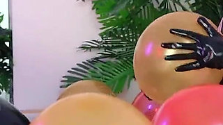 Looney Fetish, Air Balloons Lesbian Fun in Latex Rubber Costumes