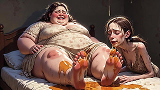 Fat SSBBW Humiliating Skinny Girl with Her Big Feet