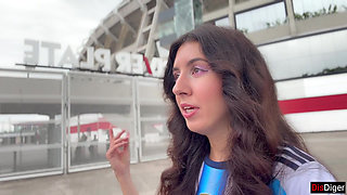 Horny Football Player Katty West Catches a Fan Near the Stadium to Have Sex