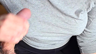 Hot Handjob with Massive Cum on Clothes