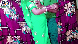 Indian Desi New Bride Bhabhi in Green Saree Blouse Fucked and Cock Sucking