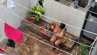 My Neighbor From the House Below Bathes Outside and Was Discovered by Me.