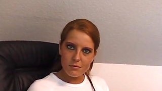Sexy slut masturbating in office