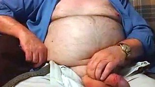 Hairy Grandpa Bear Strokes His Big Cock