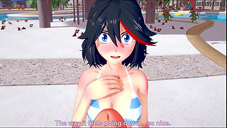 Ryuko Matoi Ahegao Sex on the Pool