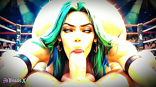 (4K) AI 3D Animated - Green Hair Bimbo Slut Gets Titfucked & Fucked Hard in Wrestling Ring (AI Visuals X)