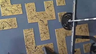 Hardcore solo play with a petite mounds gym babe