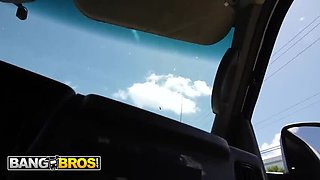 BangBros Amiee Cambridge Blowjob and Facial on Bang Bus with Johnny Love Big Cock