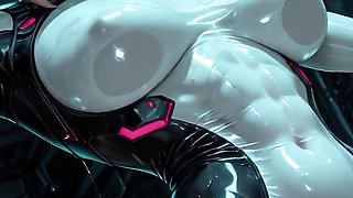 Latex Gamer Queen Virexa - Chrome POV - Ai Generated
