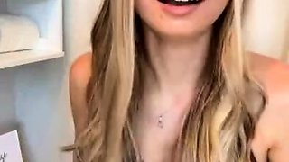 Sensational blonde glamour babe solo and she enjoys it