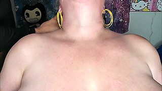BBW Roommate Submits to Sloppy Rough Deepthroat Training 9 Inch Dildo