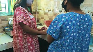 Desi Hot Lesbian Stepsisters Fuck in Kitchen with Big Dildo - Bangla Voice