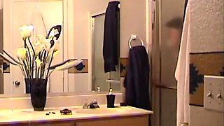 My stepmom. In bathroom and masturbating (spy)
