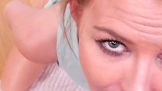 Sexy blonde milf Nicole Clitman POV deepthroat blowjob and cum swallow